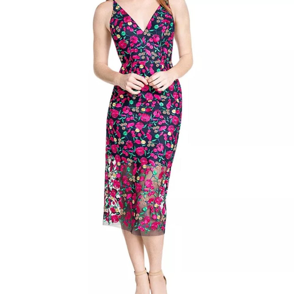 Dress the Population Aurora Floral Print Dress Size Small